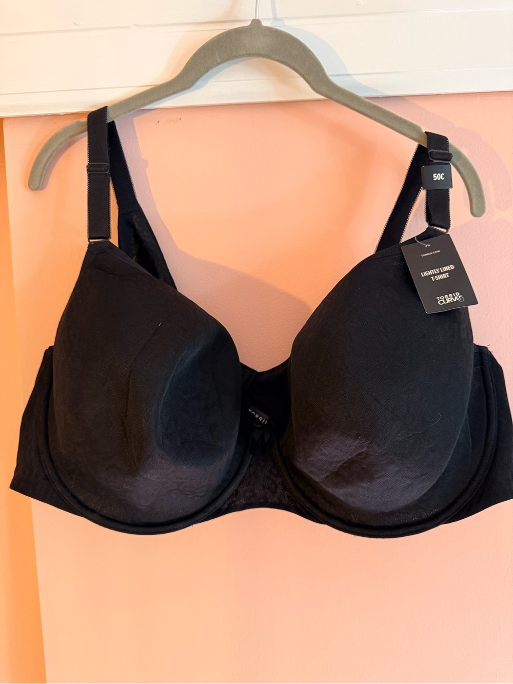 Torrid Lightly Lined T-Shirt Bra Black Underwire - 50C - NWT